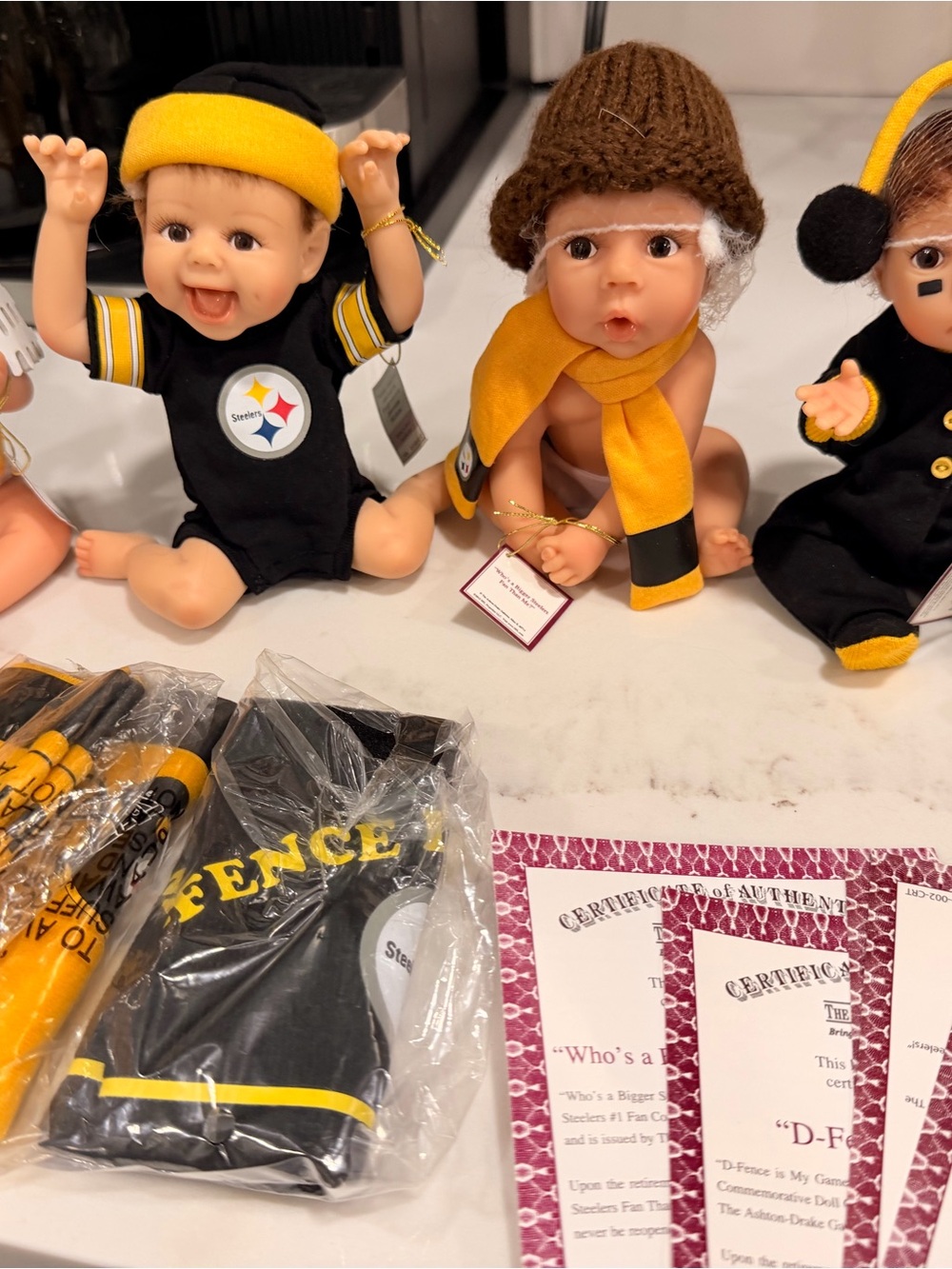 Baby Doll Knit Beanie with Yellow Trim - Black & Gold